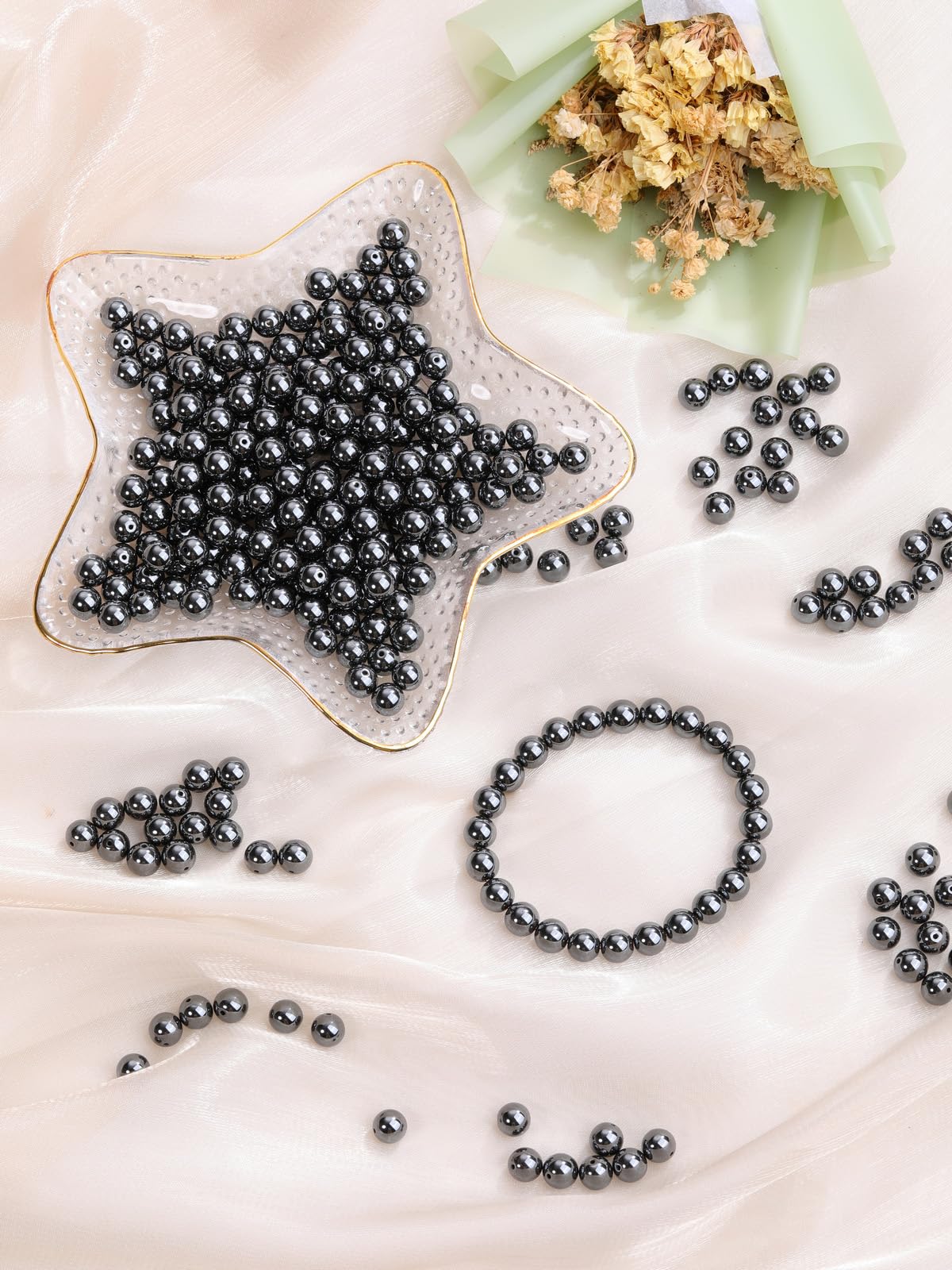 JOVIVI 8mm Hematite Crystal Beads for Bracelet Jewelry Making,96Pcs Gemstones Craft Beads for Crafting Natural Round Loose Stone Beads for Jewellery Making Necklace DIY - Image 2