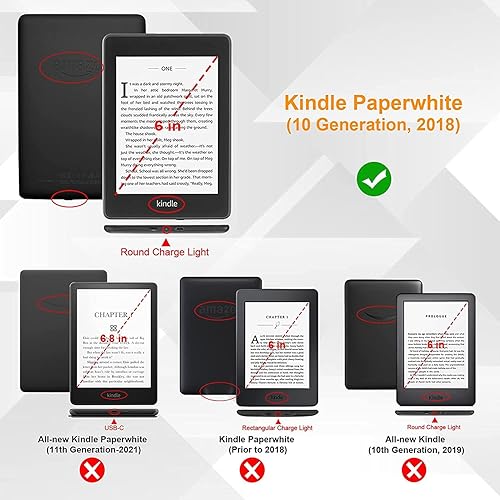 Miniatura 2 de Funda para Kindle Paperwhite de 6 pulgadas (10 generación 2018) con soporte para lápiz apagado y encendido automático Funda magnética de piel