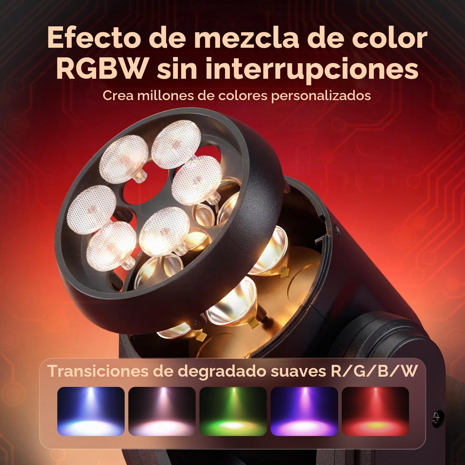 Mini 30W Beam Cabeza Móvil Luces de Fiesta, 6 LED RGBW Efectos de iluminación con Control Remoto Luces de Escenario Wash Ángulo de Haz 25° Estroboscópico para Boda Bar Discotecas Navidad