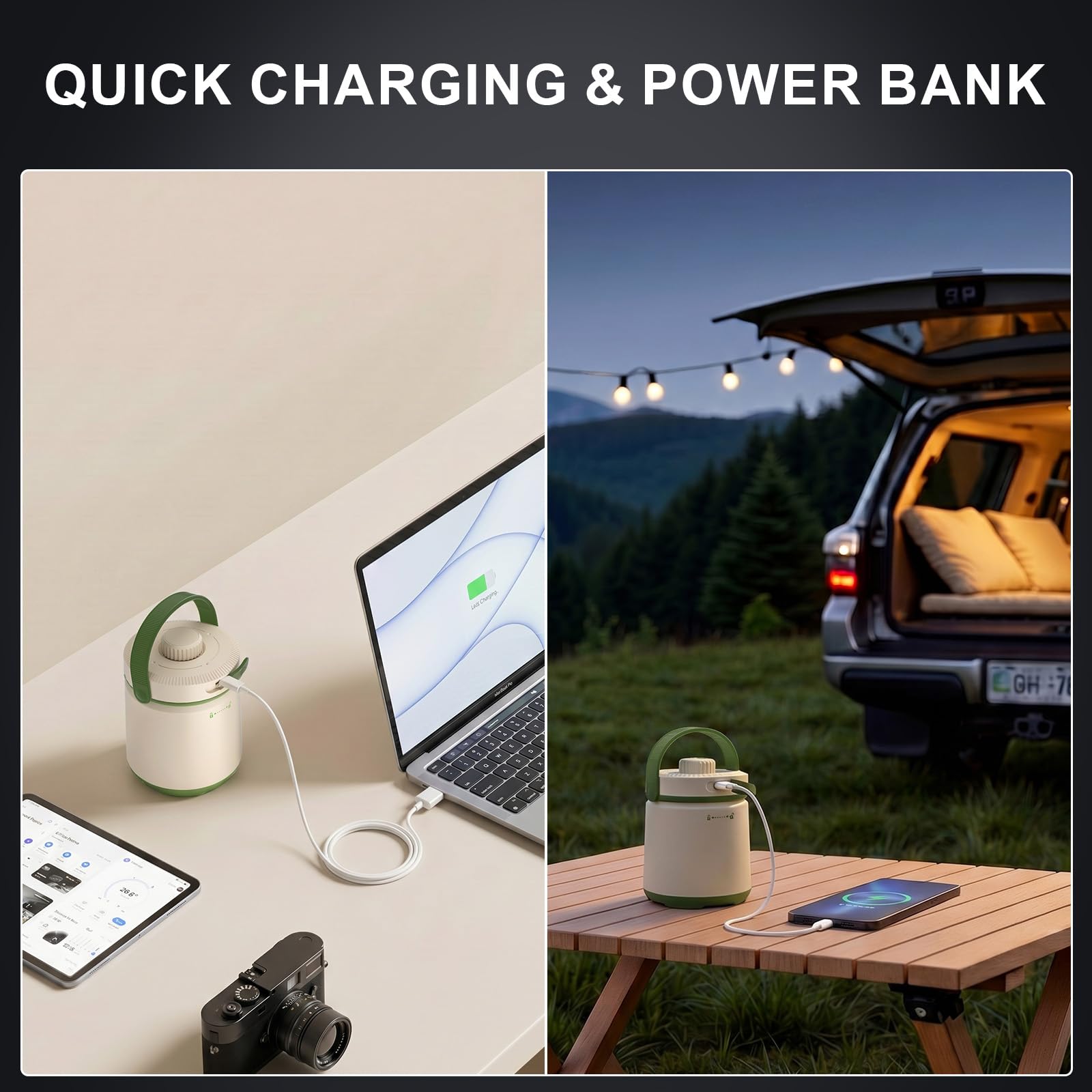 Dawnrise 2 faroles LED recargables para camping, luz 5 en 1 con 750 lúmenes, linterna portátil con luz roja, luz de emergencia IPX4 para huracán, cortes de energía, hogar, senderismo