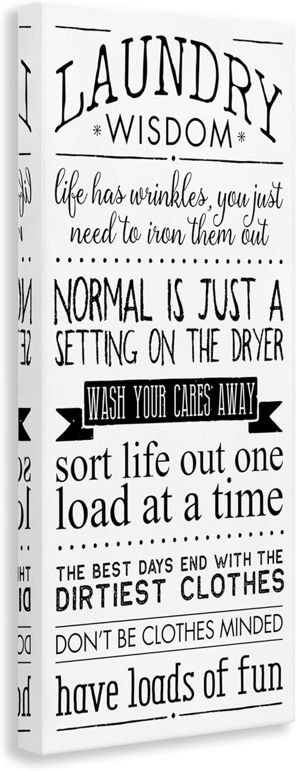 Stupell Industries 'Laundry Wisdom Life Phrases', Canvas Art, 10 x 24 Inches, Easy to Hang and Sturdy, Made in USA, by Stephanie Workman Marrott