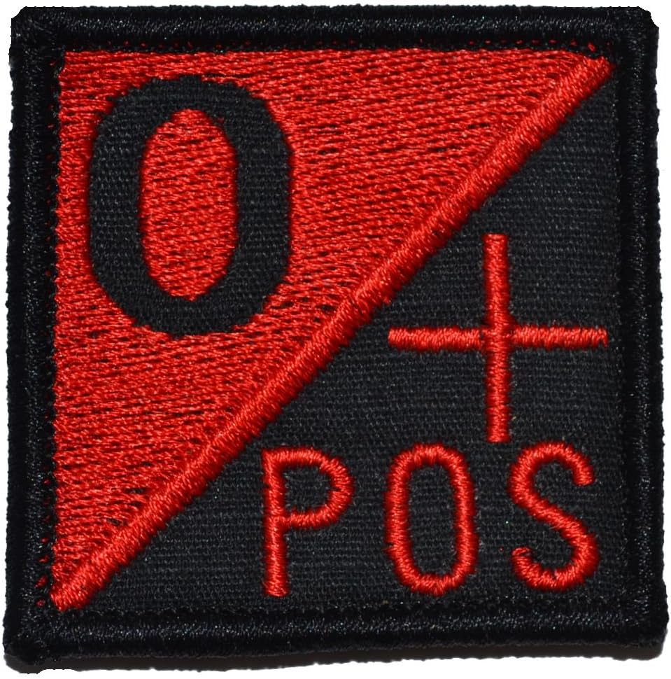 O Positive Blood Type Solid Style 2x2 inch Patch - Black with Red