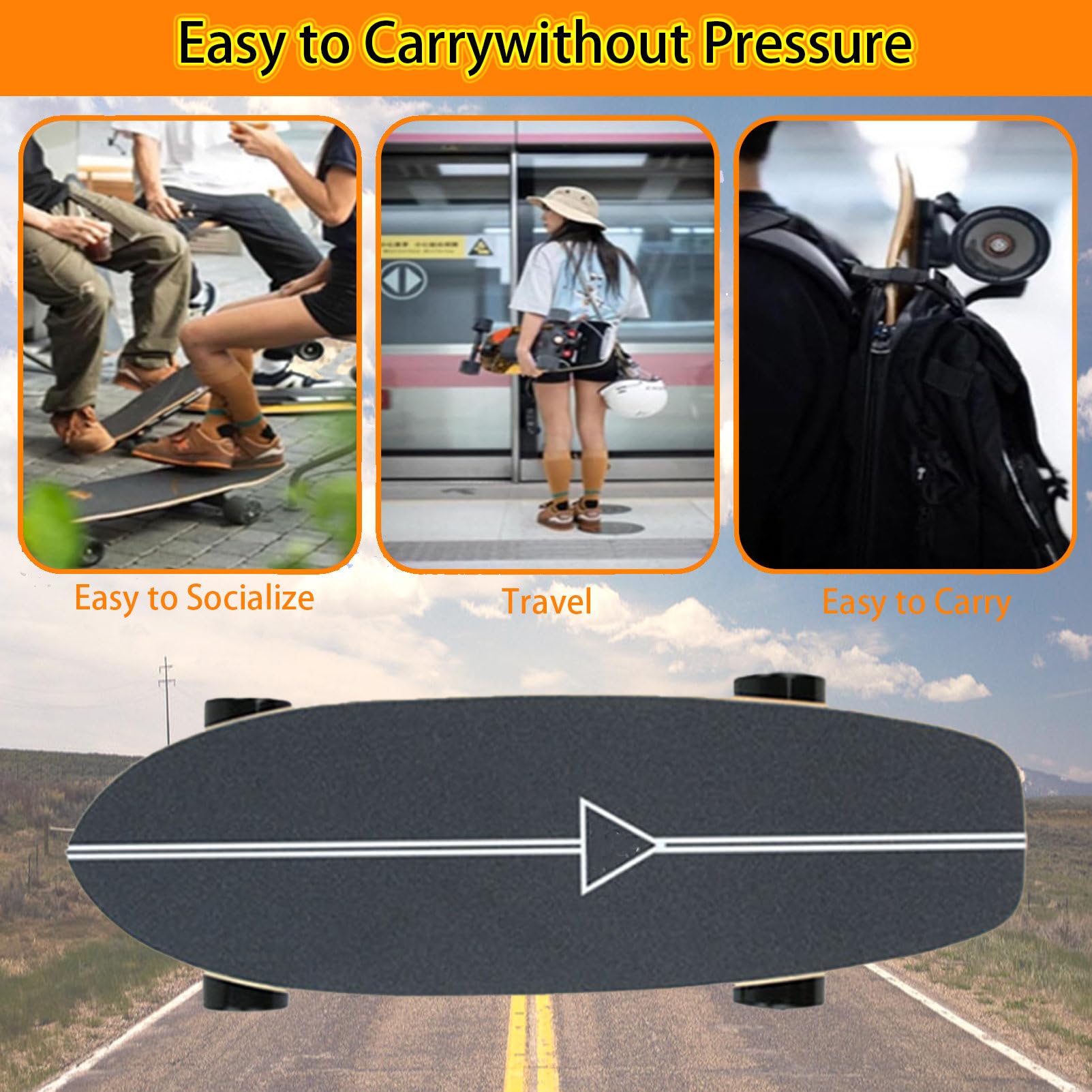 Skateboard électrique, vitesse maximale jusqu'à 36 km/h, portée jusqu'à 24 km, moteur moyeu 400 W/800 W, idéal pour adultes et adolescents