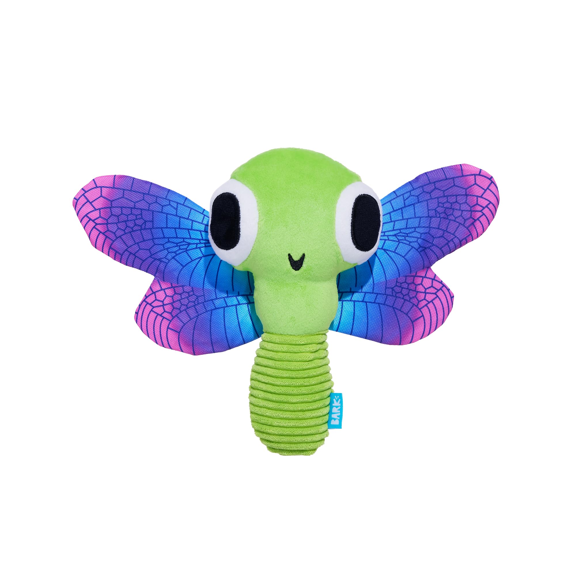 BARK Dog Toy Dragonfly Guy Squeaky Plush Toy for Dogs Crazy Crinkle, Packed with Fuff, Whip-N-Flip Wings for Thrashing & Flinging