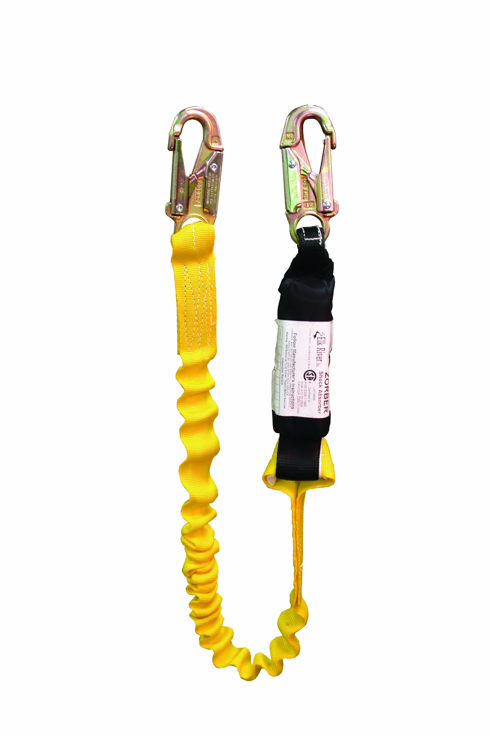 36827 Flex-Zorber Energy-Absorbing Nylon/Polyester Web Lanyard with Zsnaphooks, 3600 lbs Gate, 6' Length x 1-1/2" Width
