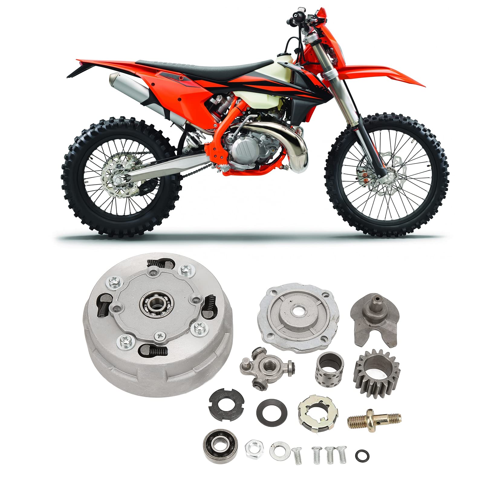EBTOOLS Conjunto de Embrague semiautomático de 17 Dientes con Kit de Accesorios, Repuesto para 50 CC, 110 CC, 125 CC, 135 CC, ATV, Dirt Bike Gokarts con Motor semiautomático de Marcha atrás