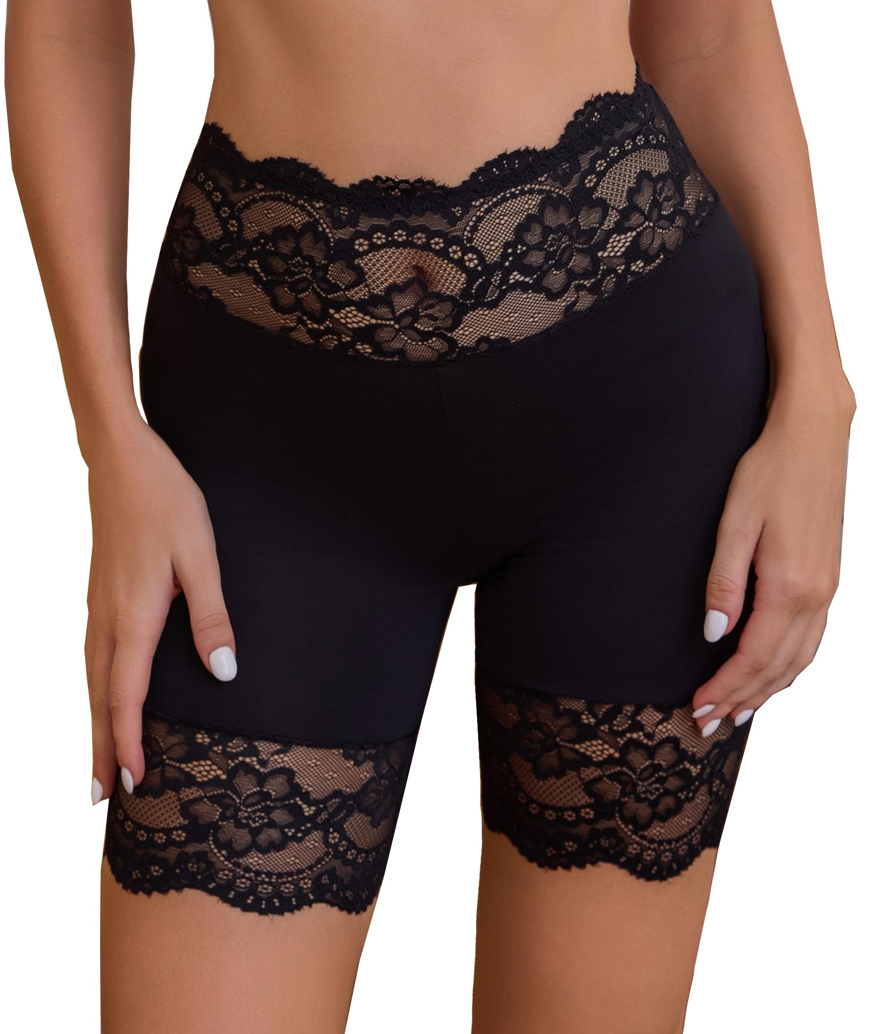 Hibluco Slip Shorts For Under Dresses Lace Women Anti Chafe Tummy Control Shapewear