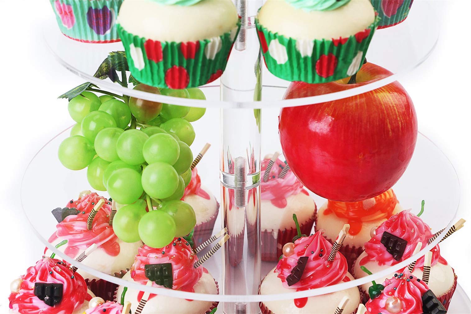 BLBYHO 4 Tier Acrylic Cupcake Tower Stand, Clear Square Dessert Treat Display, Cake and Cupcake Stand Set, Candy Bar Party Décor, Bases Para Cupcakes for Birthday Wedding Party