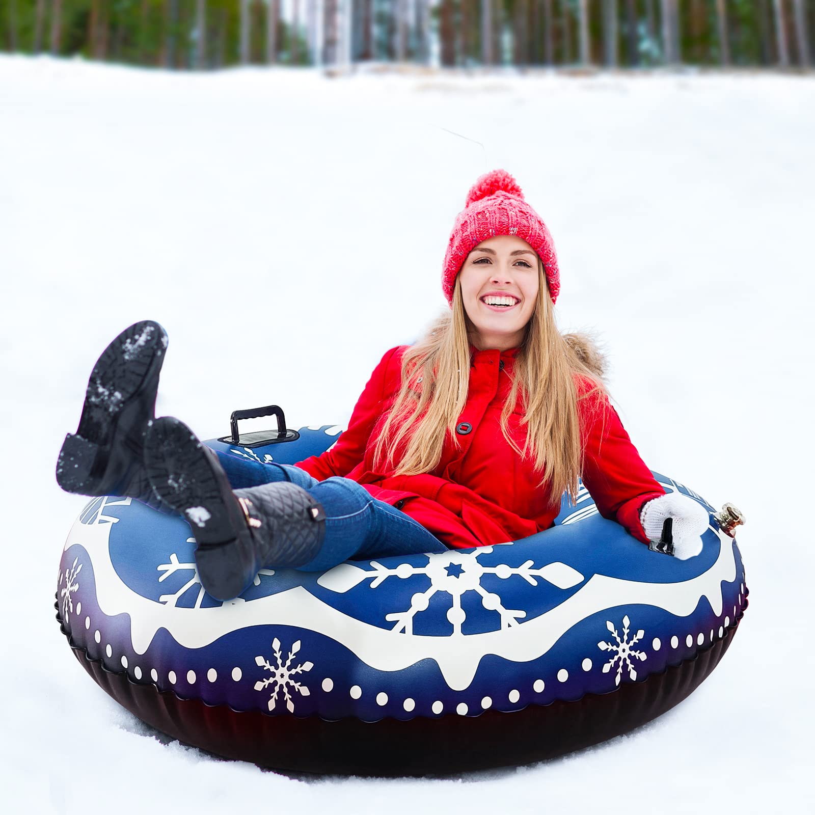 Trineo Hinchable de Invierno 120 cm con Asas de Seguridad para Niños y Adultos