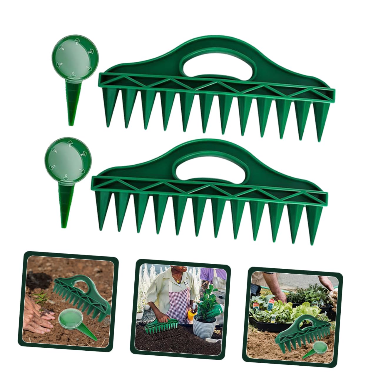Piantabulbi Manuale 12 Fori in Plastica Verde, Set da 2