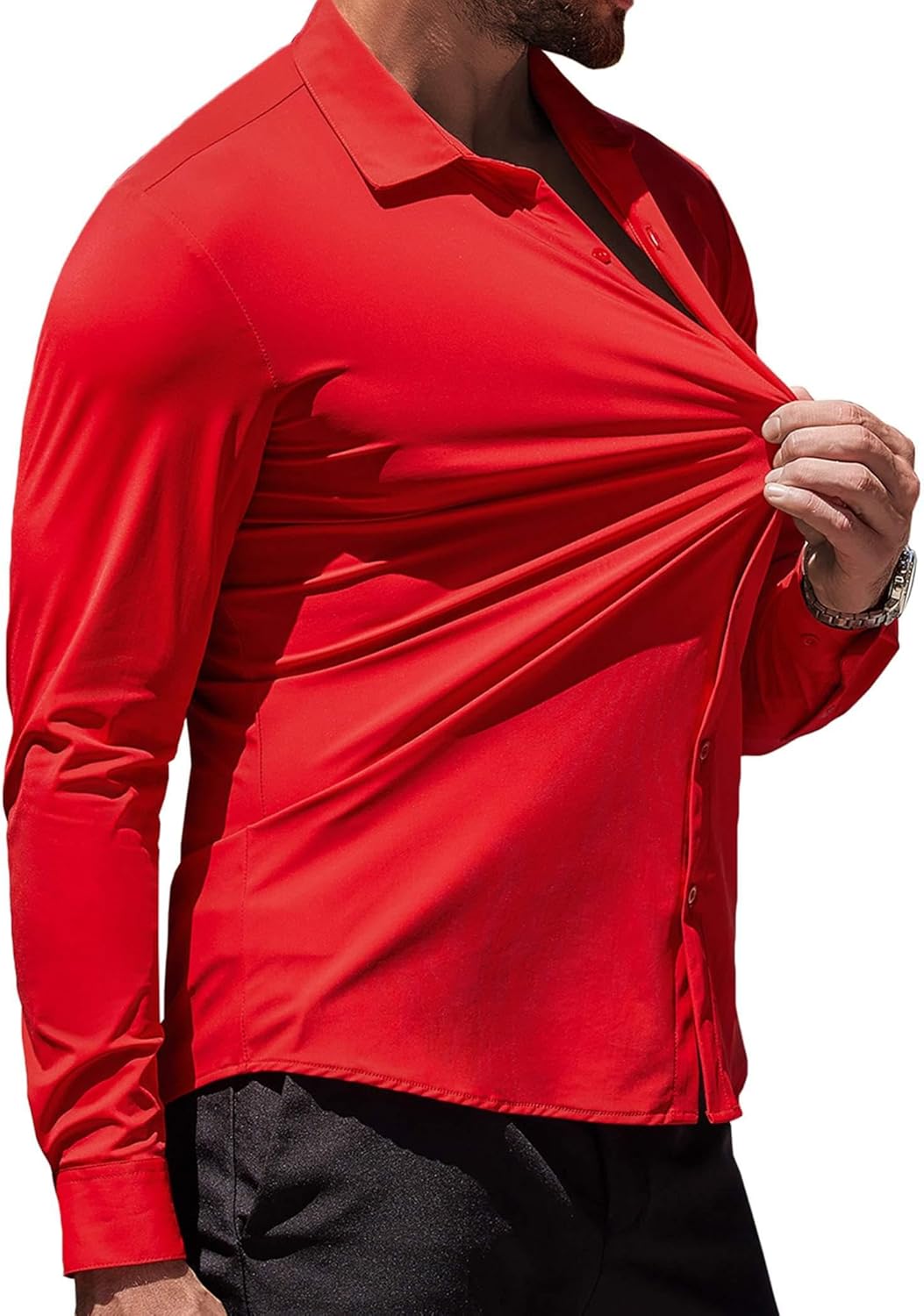 COOFANDY Men's Muscle Fit Dress Shirts Wrinkle-Free Long Sleeve Casual Button Down Shirts - Image 2