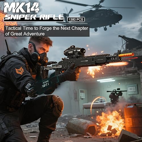 Miniatura 5 de Juguete de colección de ladrillos de construcción MK14 11  1606 piezas modelo de pistola de construcción de francotirador juego de francotirador