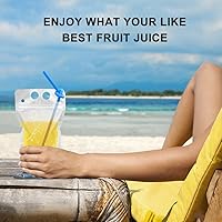 Vista 3 de 100 Pcs Drink Pouches with 100 Straw Holes, Freezable Juice Pouches, Translucent Reclosable Zipper Plastic Pouche Drink Bags for Cold & Hot Drinks