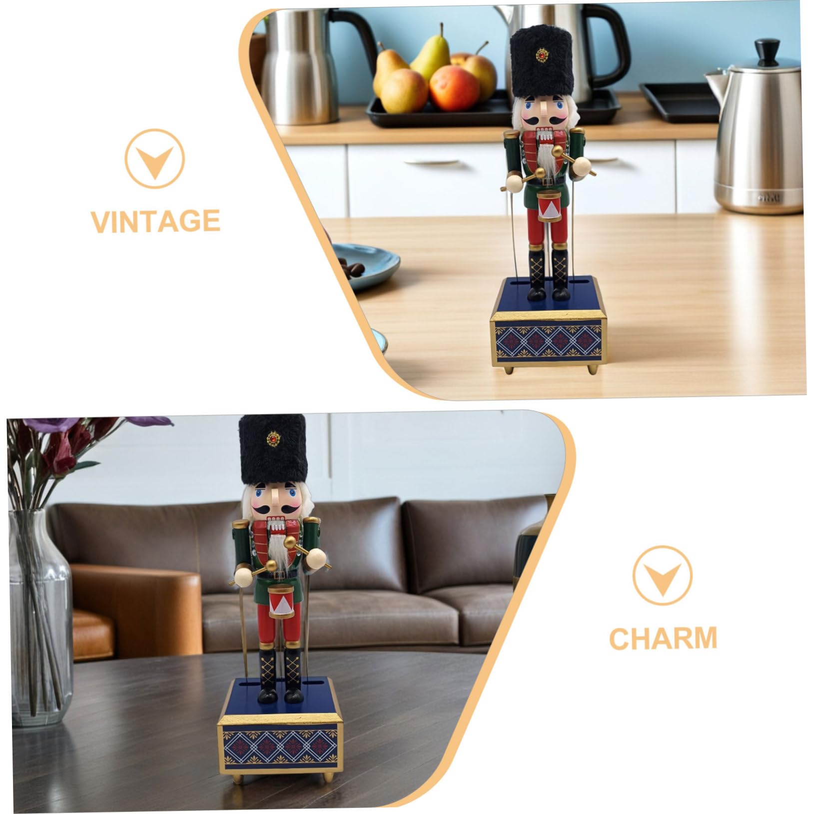 TOPBATHY Carillon Musicale in Legno con Figurina di Soldato, Design Classico Handmade, 30,5 Cm, Facile da Usare senza Spigoli, Decorazione Natalizia per Natale