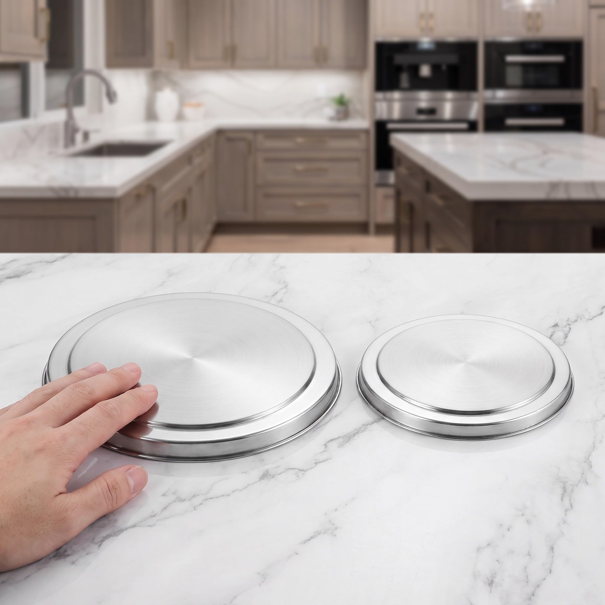 Toddmomy 4 coperture per piano cottura elettrico - Tappi rotondi in acciaio inossidabile per bruciatori - 8,3/6,7 pollici, argento - Protezioni resistenti al calore per elettrodomestici da cucina