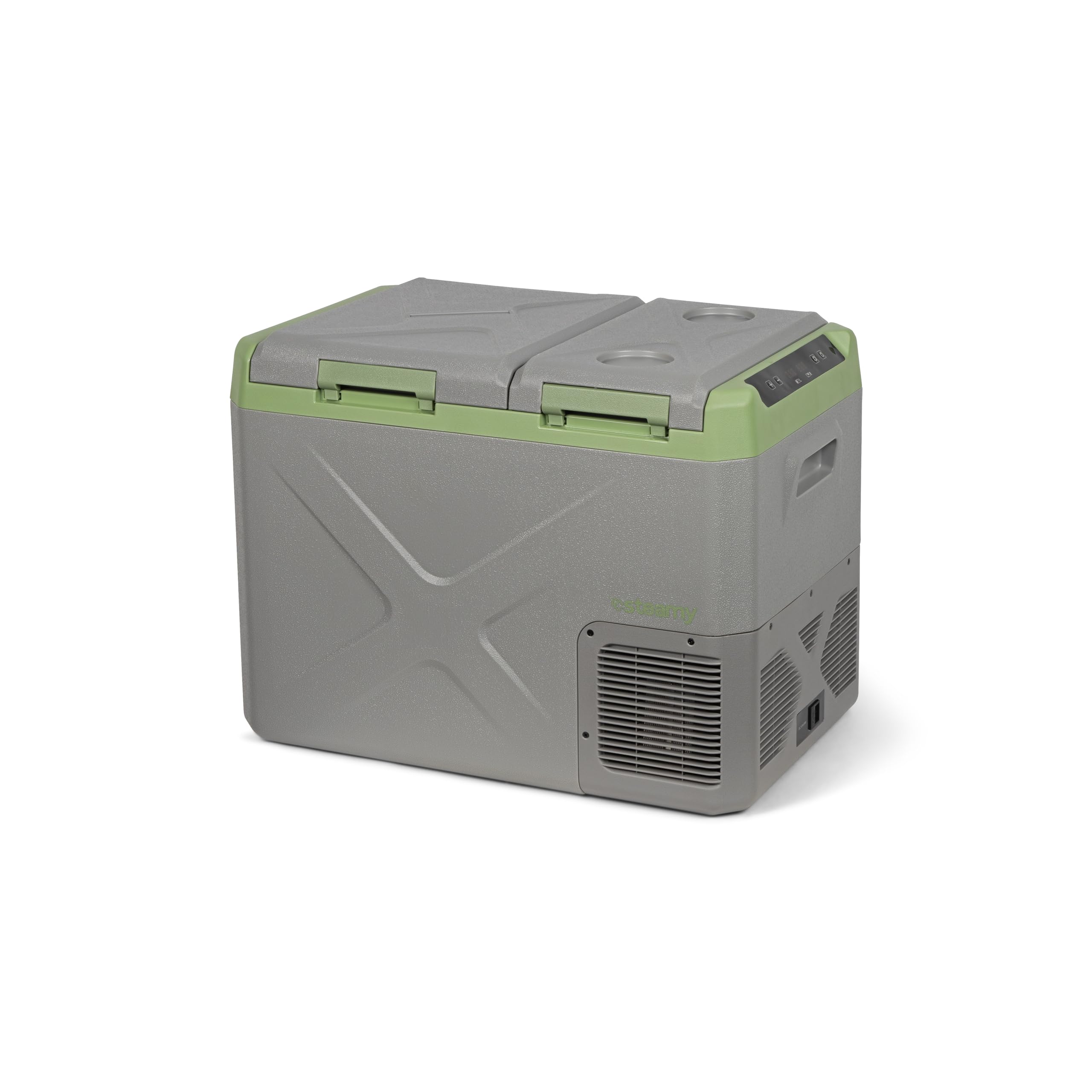 Steamy-E Single Zone 45, Frigorifero Elettrico a Compressore, 12/24V DC e 100-240V AC, per Congelare e Raffreddare da -20℃ a +20℃, Ideale per il Campeggio, 32 Litri, Grigio