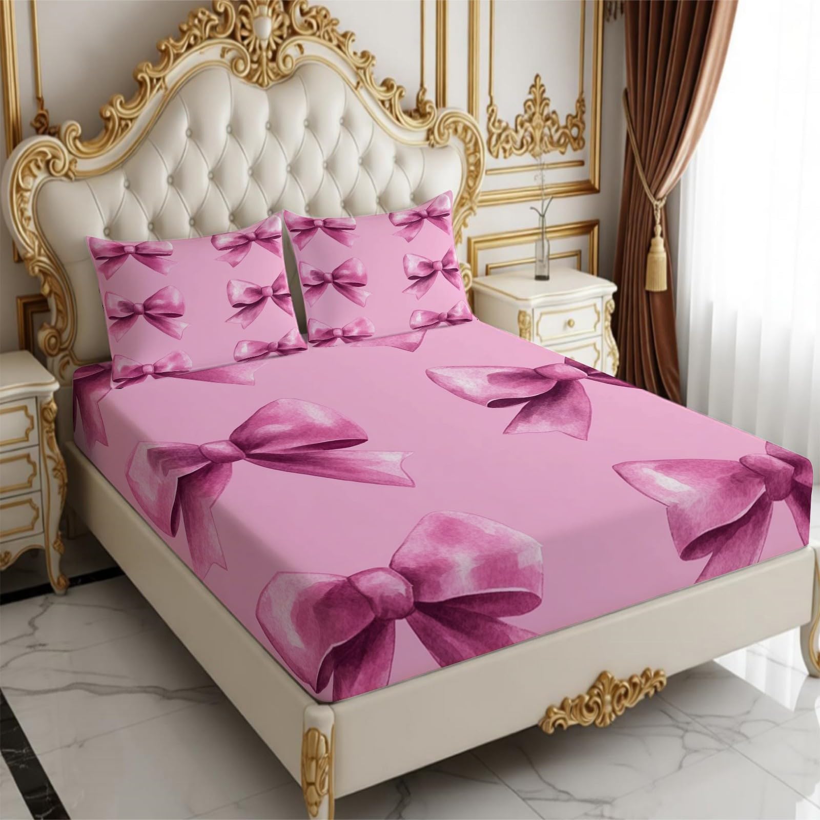 Lenzuolo con Angoli 180 x 200 cm Microfibra Fiocco viola Lenzuolo Sotto Elasticizzato Profondo 25 cm Stile acquerello per Singolo e Matrimoniale