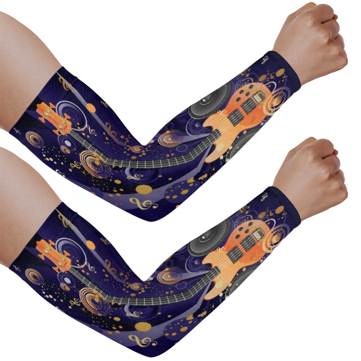 XMNYGJ Guitar Music Arm Sleeves with Thumb Hole Gardening Sleeves UV Sun Protection Arm Covers for Women Men Farmer Outdoor Sports Work Running Cycling Hiking