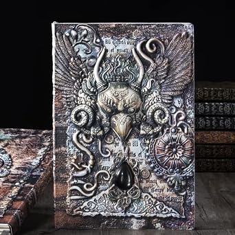 3D Kabartmal  Gotik Tasar m Defter, A5 21x15x1.5 cm, 200 Sayfa, Suni Deri Kapak