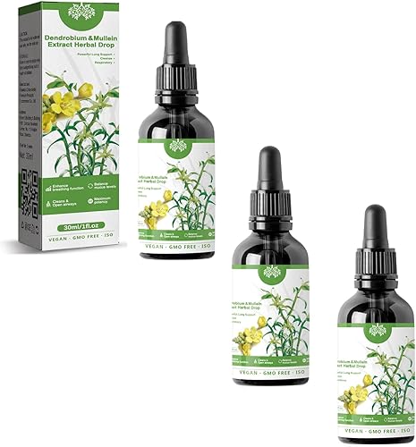 Gotas de gordolobo para pulmones, extracto de dendrobio y gordolobo, gotas de hierbas, esencia de cuidado herbario (3 piezas)