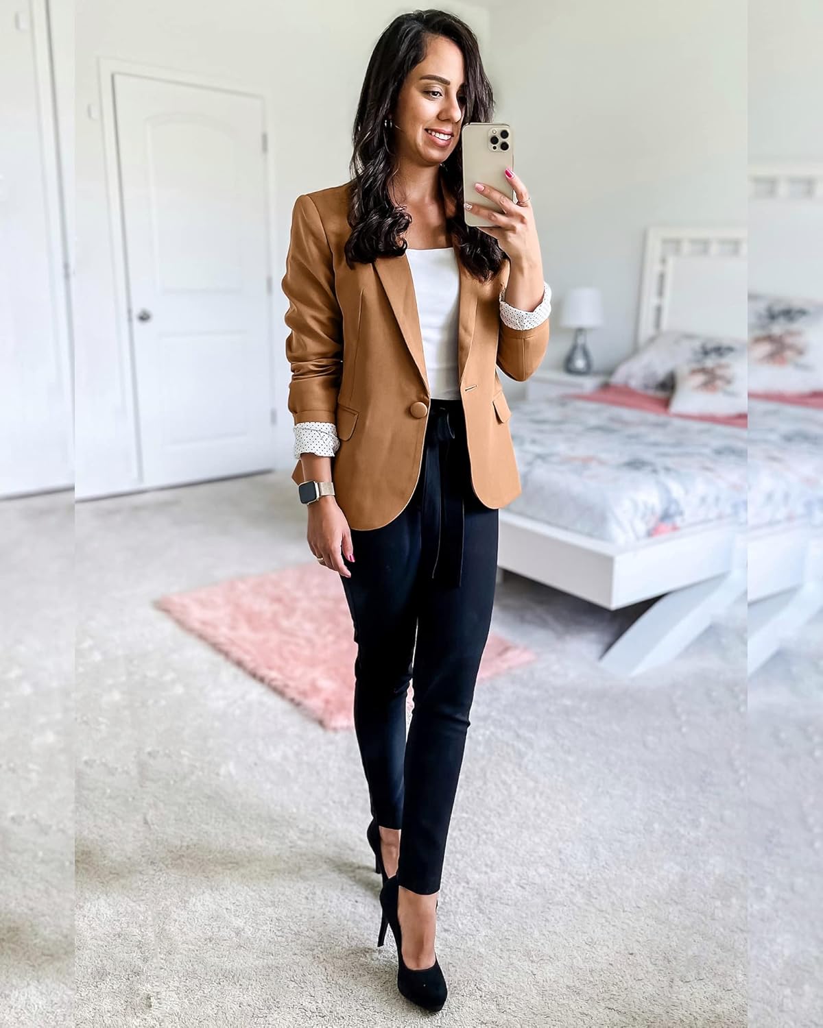 LookbookStore Womens Notched Lapel Pockets Button Work Office Blazer Jacket Suit - Image 3