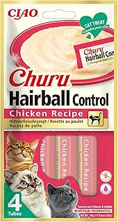 INABA Churu Anti Hairball Katze mit Taurine, Ballaststoffe, 30% Huhn, Getreidefrei, Zuckerfrei, Einzelzutat, Keine Nebenerzeugnisse, Katzen Leckerlies Anti Haarballen Katze 56 g (1er Pack)