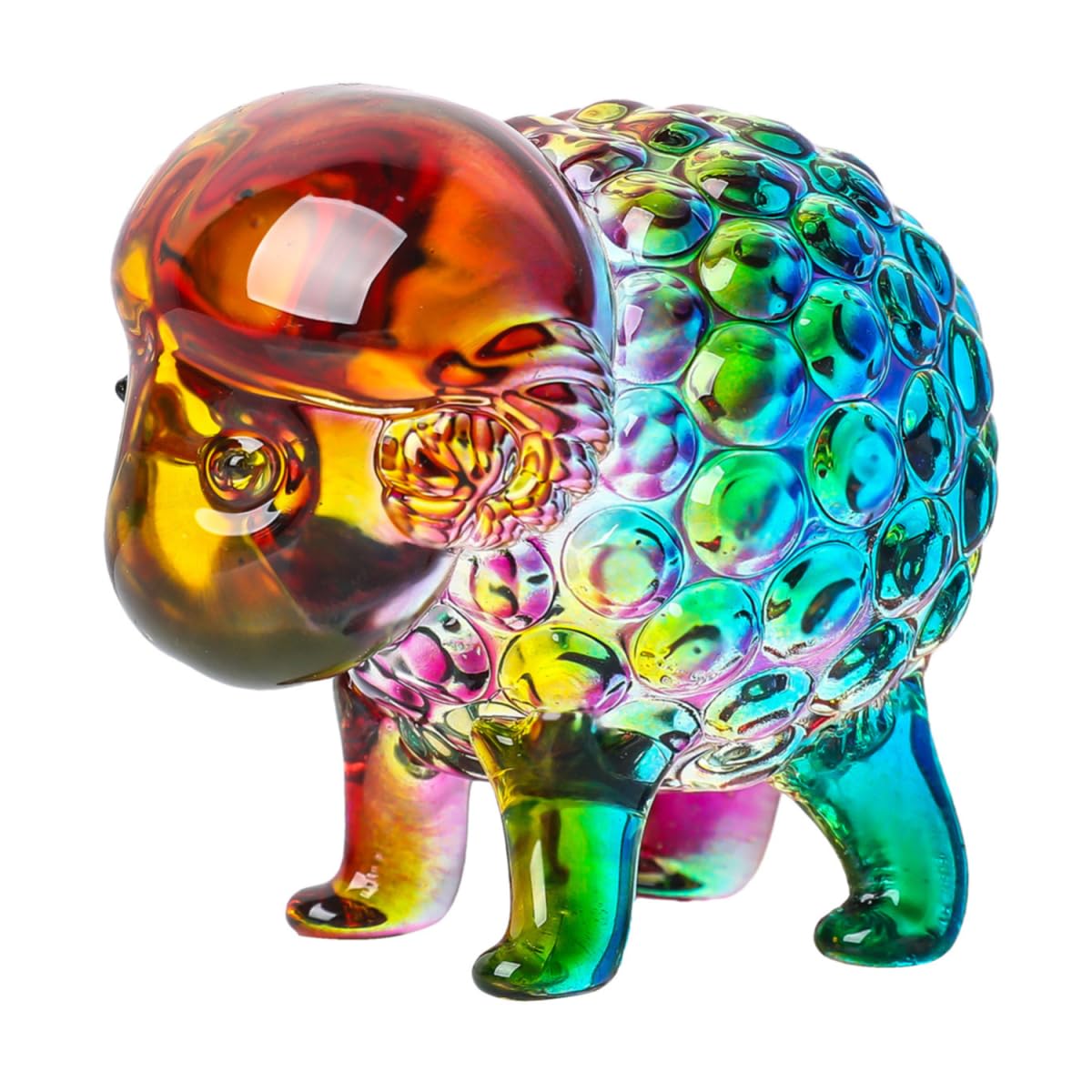 ZDHC Zodiac Sheep Figurines Art Handmade Blown Glass Colorful Animal Statue Collectible Crystal Ornaments for Table Centerpiece Home Decor