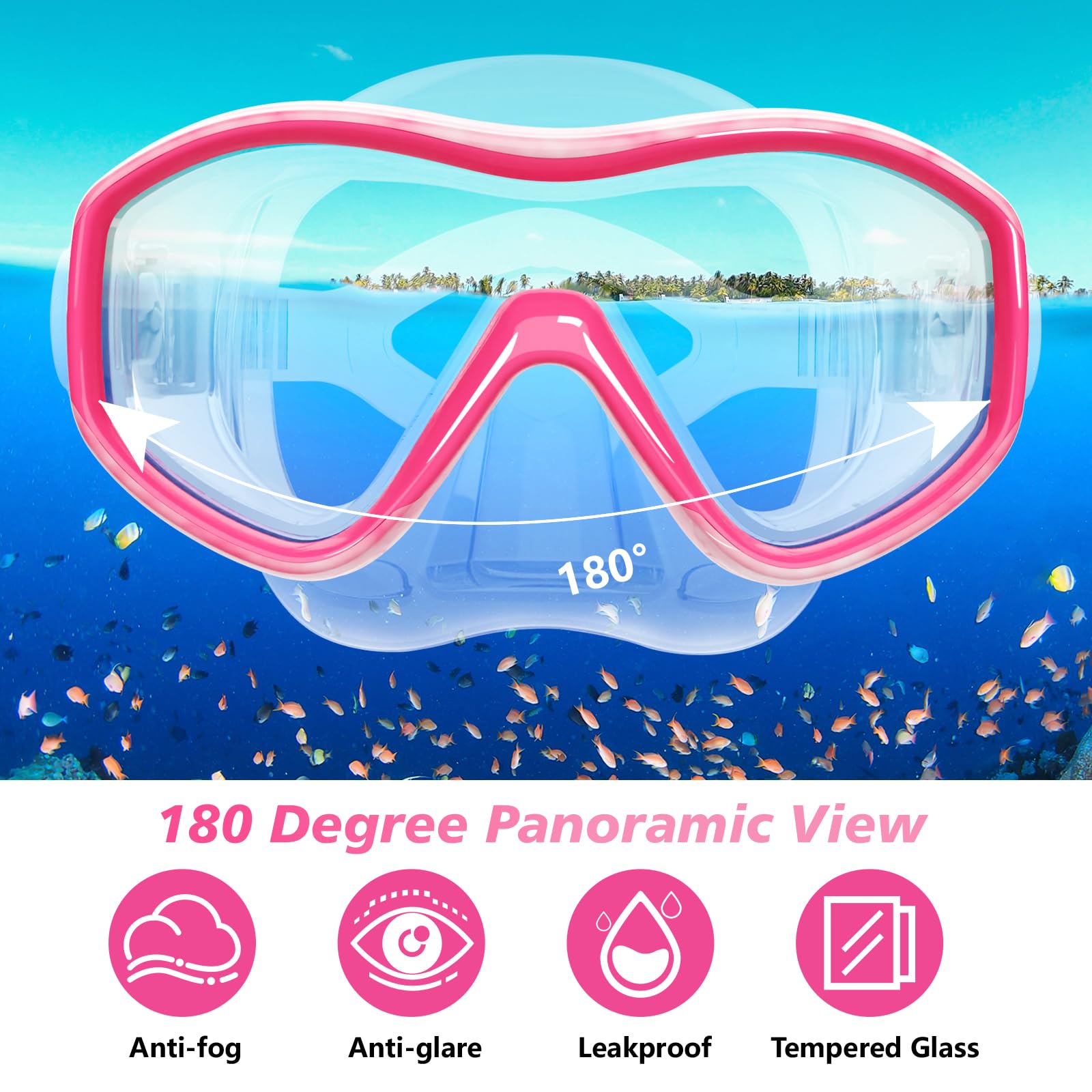 Zestaw do snorkelingu dla dzieci w wieku 5-15 lat, sprzęt do snorkelingu, maska do nurkowania z rurką, okulary do pływania z opaską na nos, dla dzieci, młodzieży, chłopców, dziewcząt