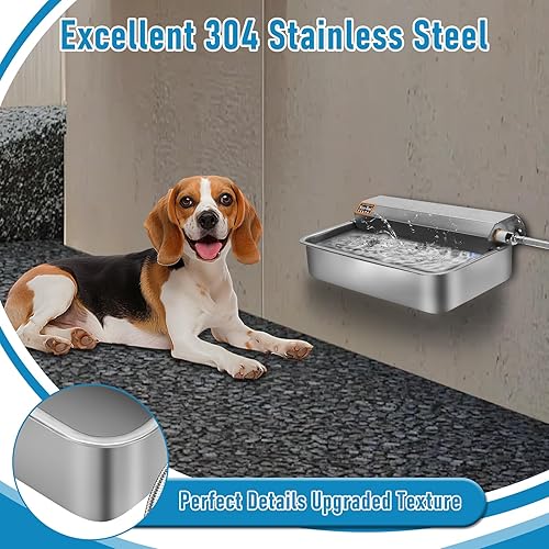Miniatura 4 de Dispensador automático de agua para perros, dispensador de agua grande de 6 l, tazón de agua de acero inoxidable para exteriores, dispensador