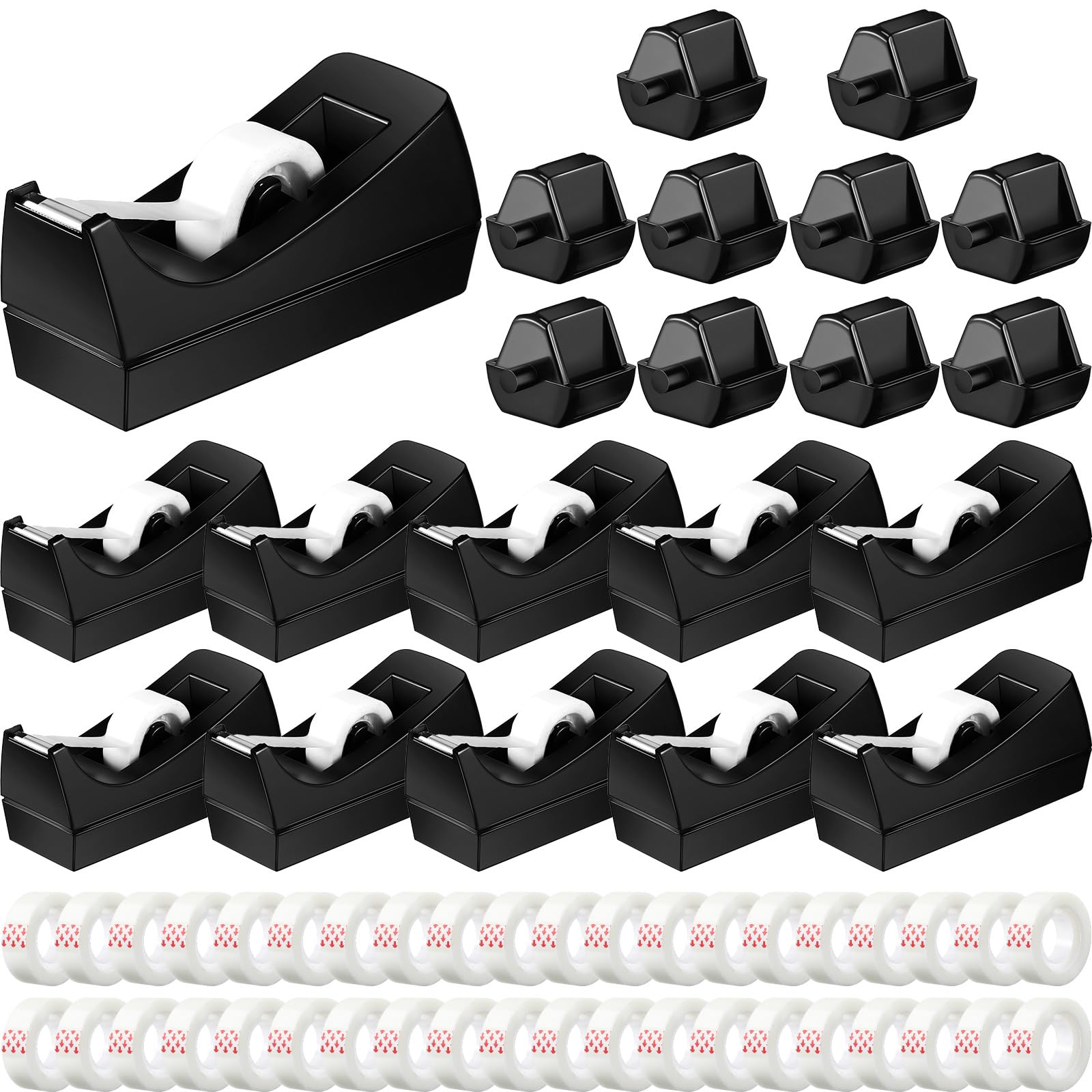 Yahenda Confezione da 10 dispenser per nastro adesivo da scrivania, con base antiscivolo, dispenser per nastro extra, rotoli di ricambio per nastro invisibile, dispenser per nastro da scrivania, per