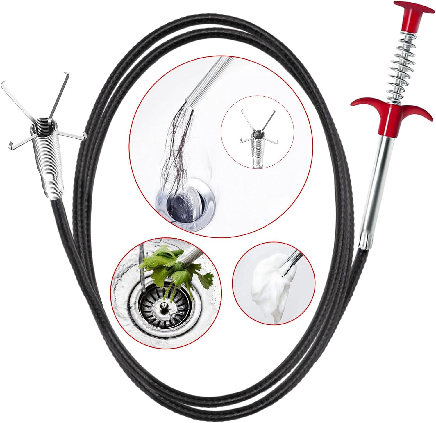 61 Inch Drain Snake Hair Drain Clog Remover Tool Sink Drain Cleaner for Toilet Sewer Shower