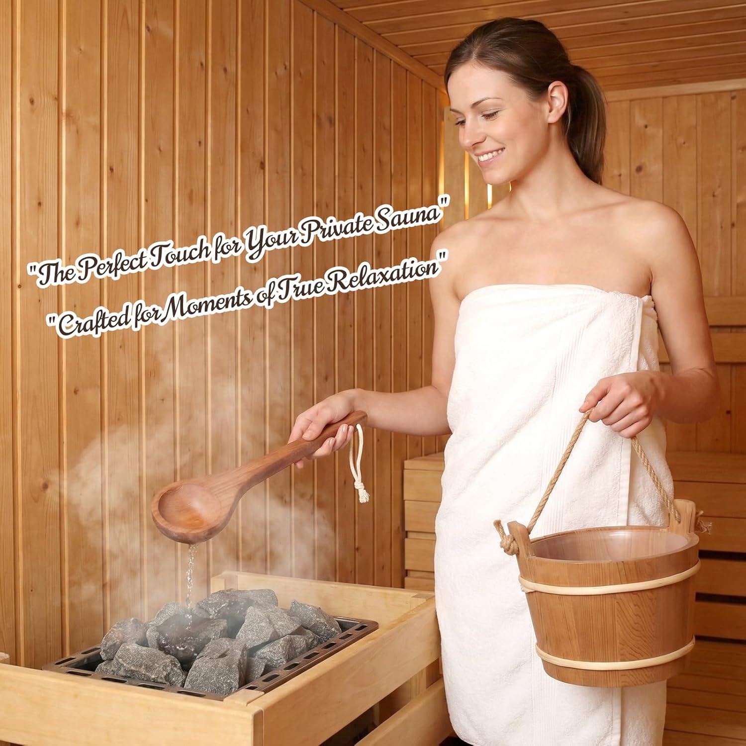 4L Red Cedar Sauna Bucket Set with Ladle, Sand Timer, and Thermo Hygrometer for Sauna Use
