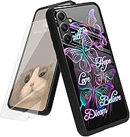 Vista 43 de Funda para Samsung Galaxy A12 5G con protector de pantalla, parte trasera de vidrio templado + TPU de silicona suave que absorbe los golpes