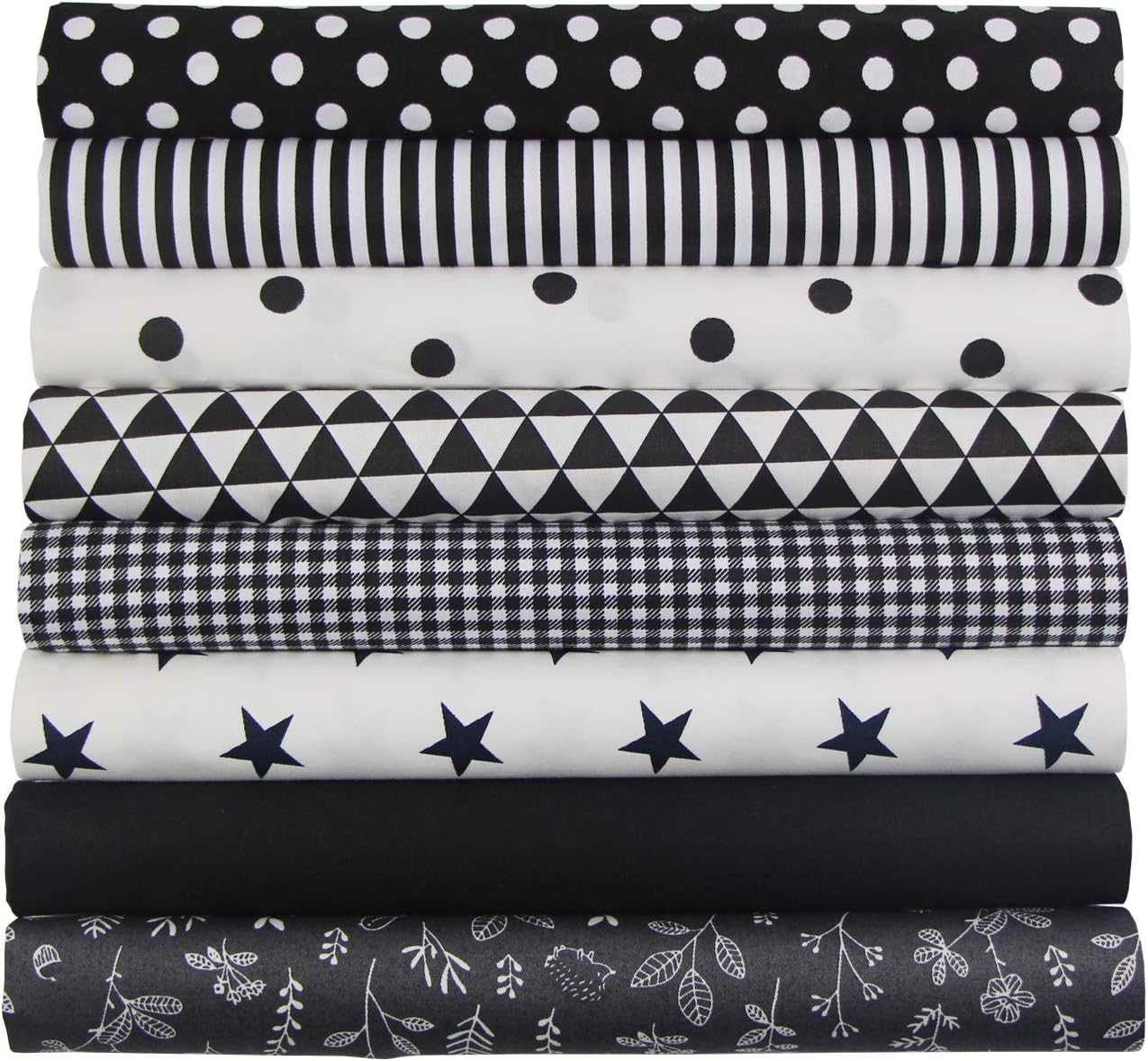 aufodara 8pcs Cotton Fabric Squares Patchwork 50 x 50cm Sewing Quilting Bundle DIY Crafting Fabric (Black) - Image 3