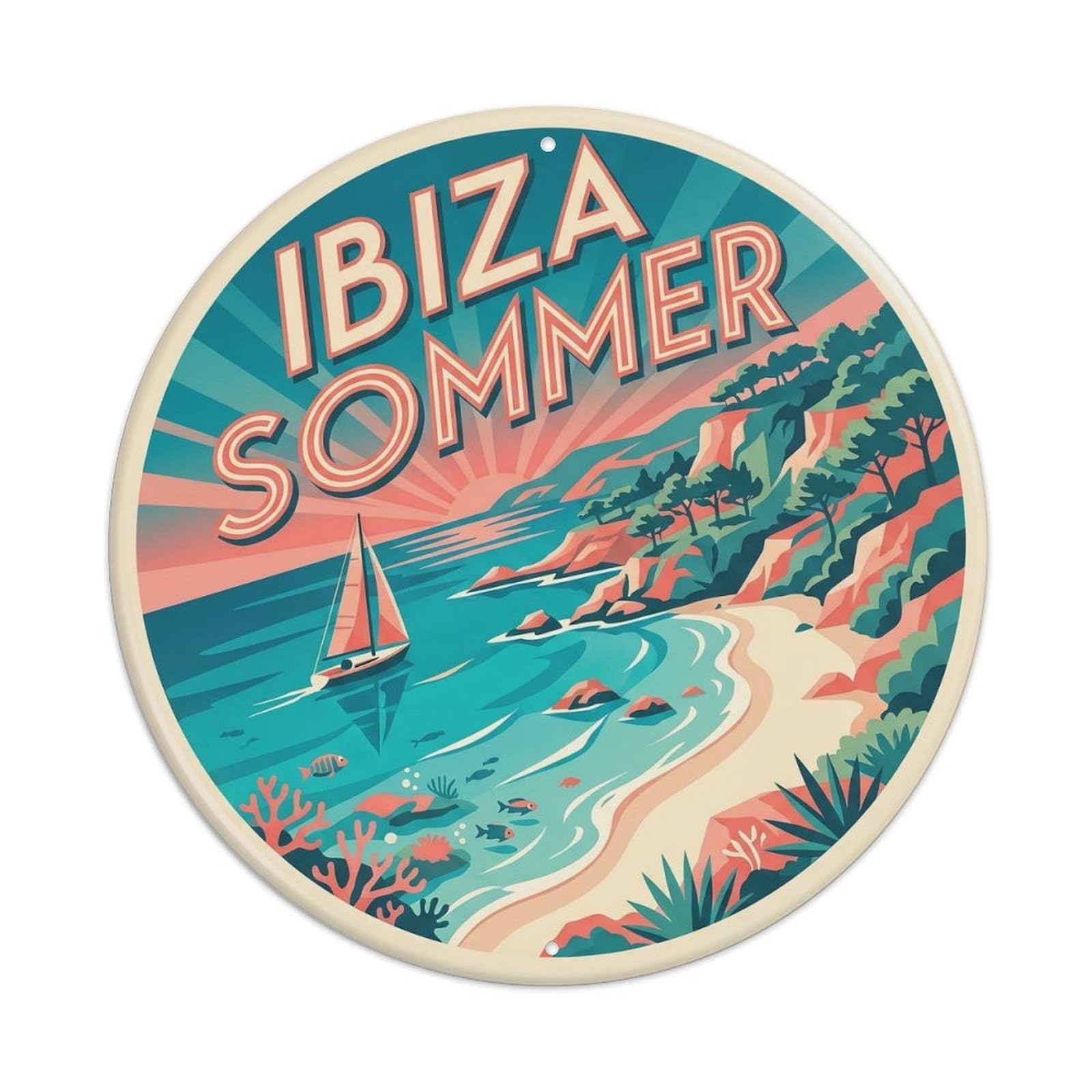 Vintage Travel Balearic Beach Paradise Metal Tin Sign Plaque
