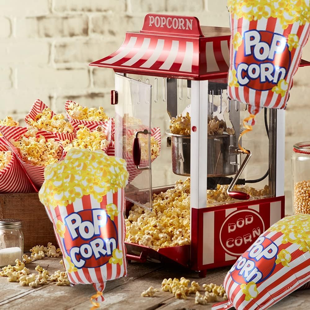 Ping4Party® Popcorn Theme Picnik Party Large Foil balloons (24inches) pack of 2pcs, Birthday Barty Decorations.