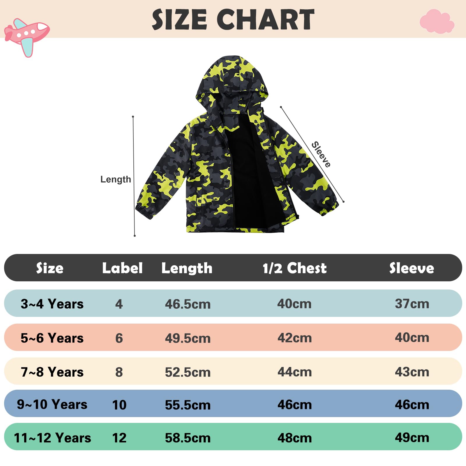LACOFIA Veste Imperméable Enfant Garçon avec Doublure Polaire Veste Chaud Coupe Vent à Capuche Blouson de Pluie Automne/Hiver pour Enfants 3~12 ans