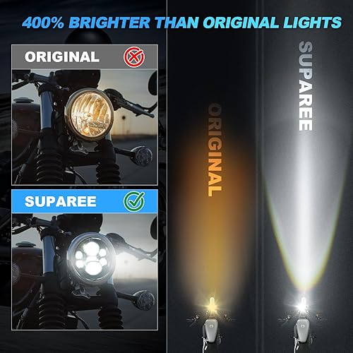 Miniatura 4 de SUPAREE Faro delantero LED de 5.75 pulgadas para motocicleta, Plug & Play, 5-34 pulgadas, compatible con Dyna Softail Deuce Wide Glide Sportster