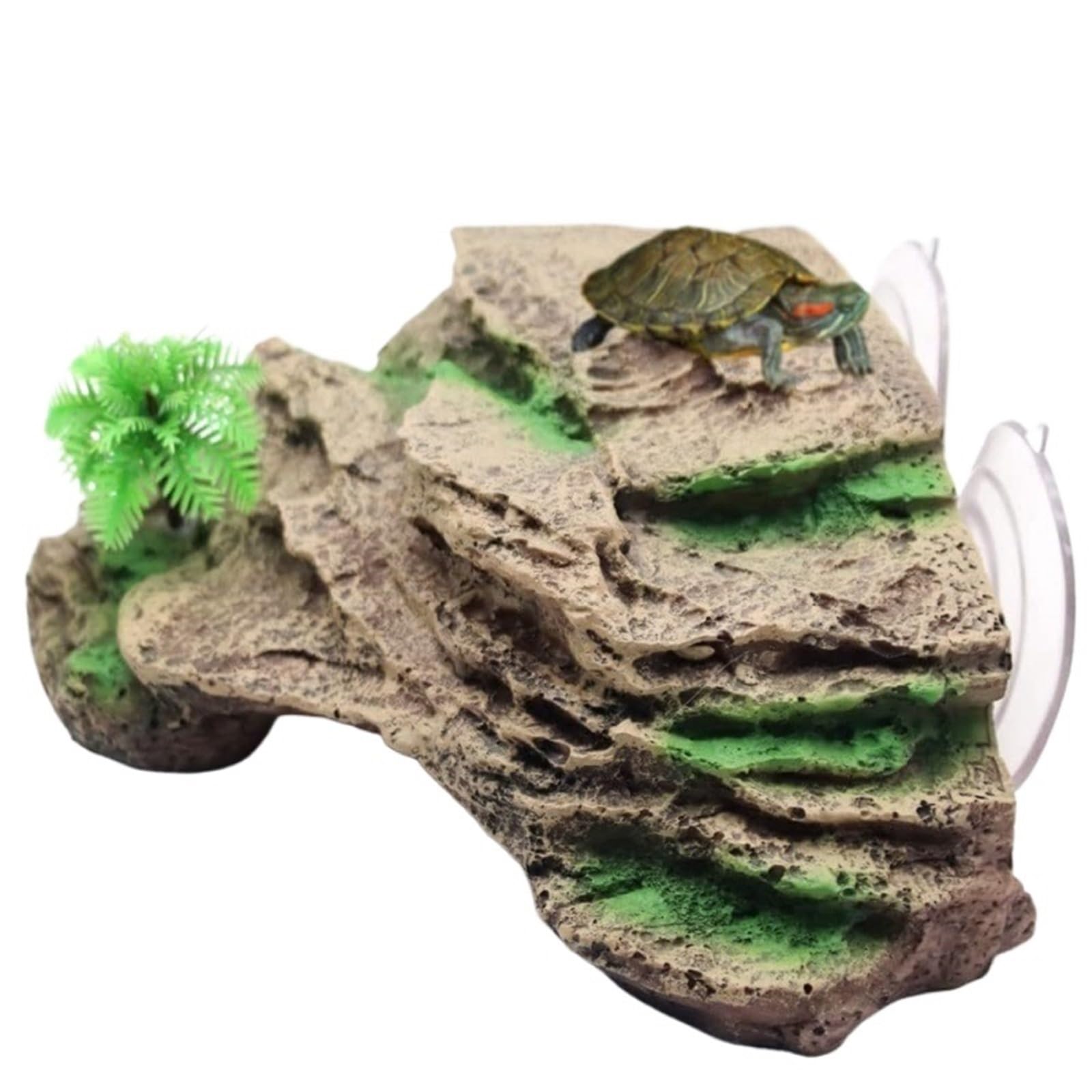QuxetlRyz Aquarium Tunnel Decoration Turtle Basking Platform Terrace with Suction Cups Reptile Resin Climbing Step Aquarium Décor Fish Tank Rocks Decoration(Rock Yellow)