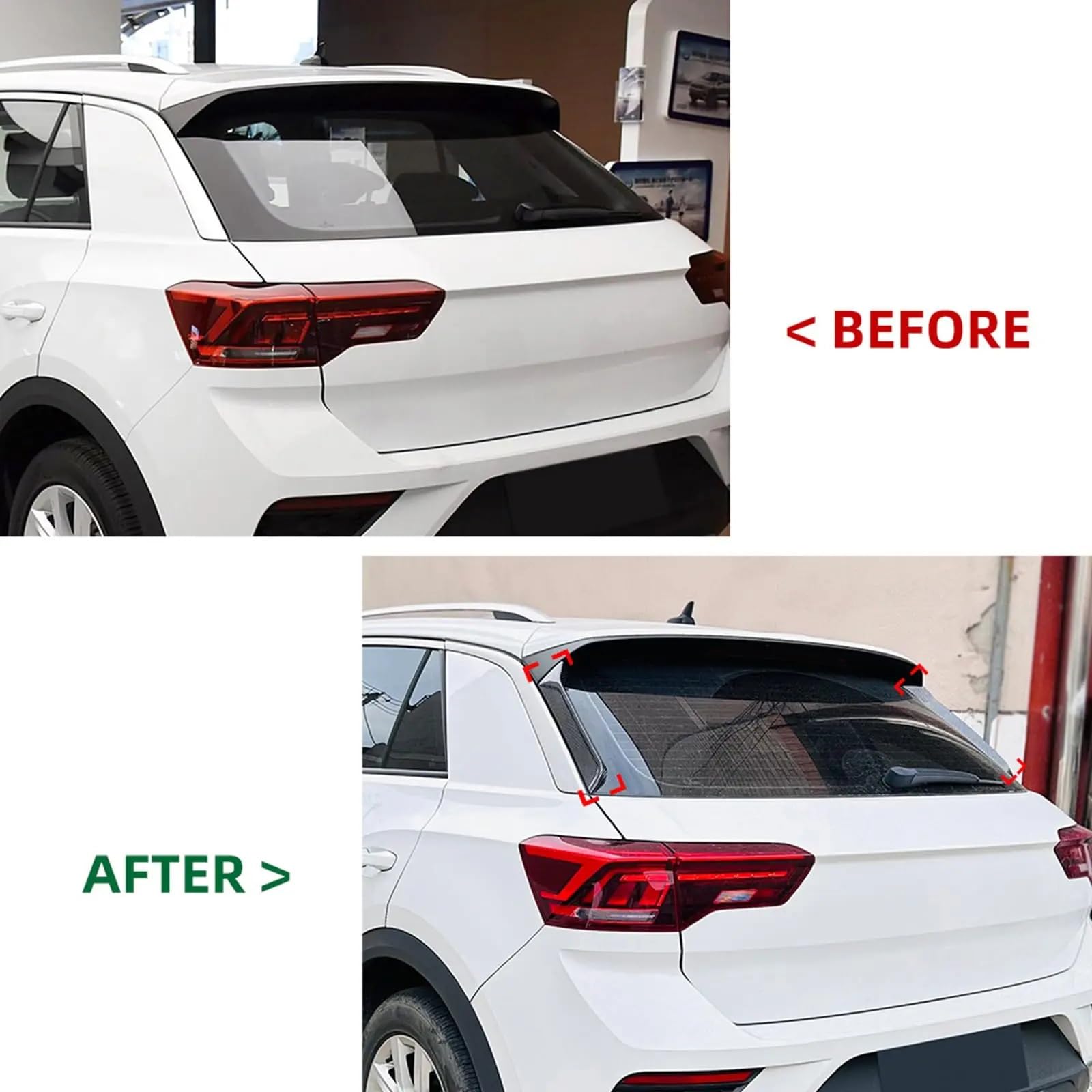 Spoiler tylnego okna bagażnika pasuje do VW T-ROC SUV A11 MK1 R R-Line 2017-2023 skrzydło dachowe krawędź boczna spojlery z klapą tylną Spojler na tylne skrzydło tylny spojler(Carbon Fiber Look)