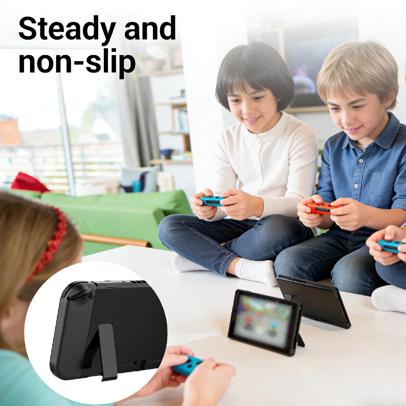 YANAJIAJIA Compatible with Nintendo Switch Stand – Replacement Repair Spare Part, Foldable Back Shell Holder, Black (Pocket Size 6x2cm) - 5