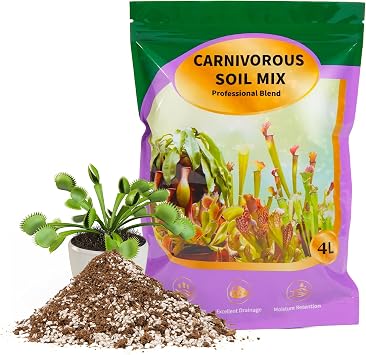 Carnivorous Plant Soil Mix 4qt, Pure Peat Moss and Perlite Mixture for Venus, Pitcher, Butterwort, Nepenthes, Sundew
