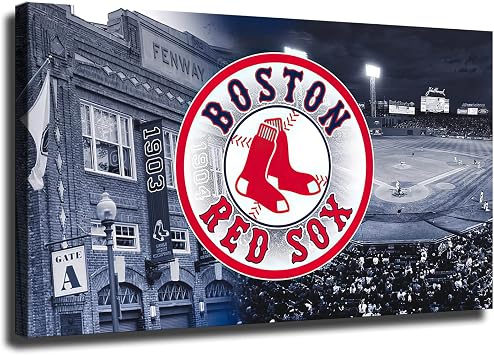Boston Red Sox Baseball Poster Sports Canvas Wall Art Pattern Print Artwork Decor Home Decor Painting No Framed,16x24inch