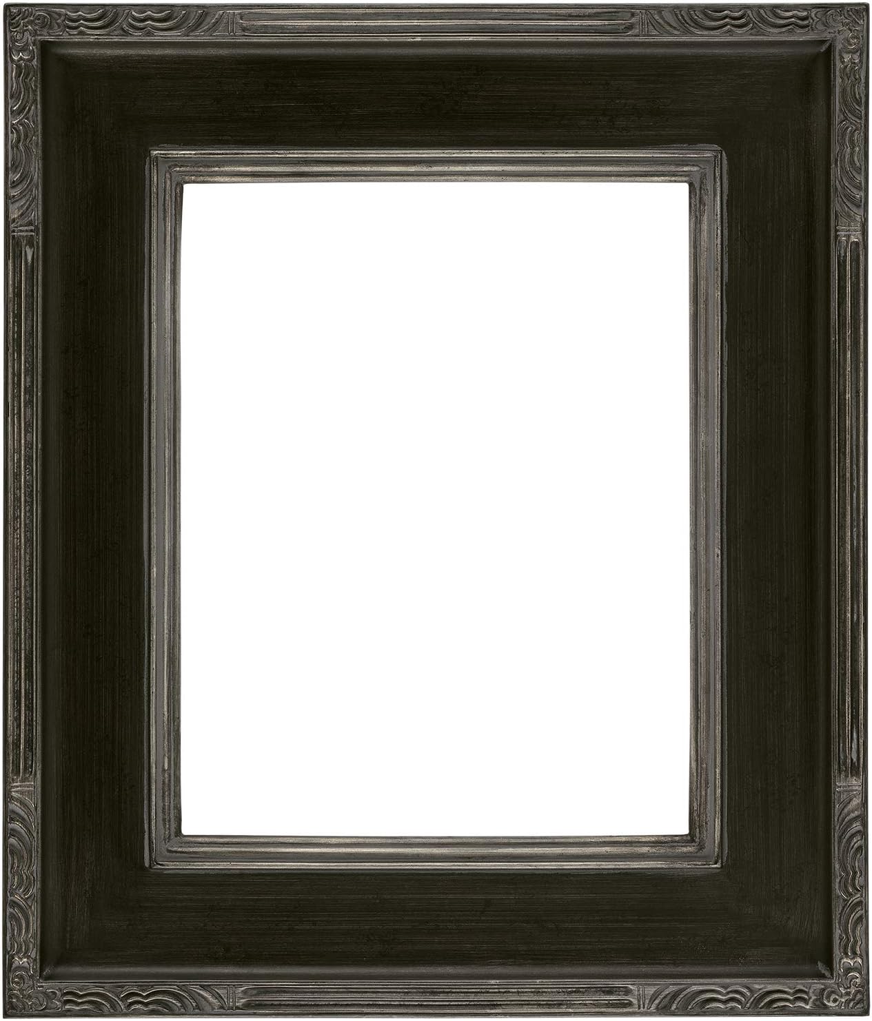 Creative Mark Plein Air Museum Collection Arte Picture Frame Solid Wood Composition Hand-Leafed Museum Quality Closed Corner - Black/Silver 11x14