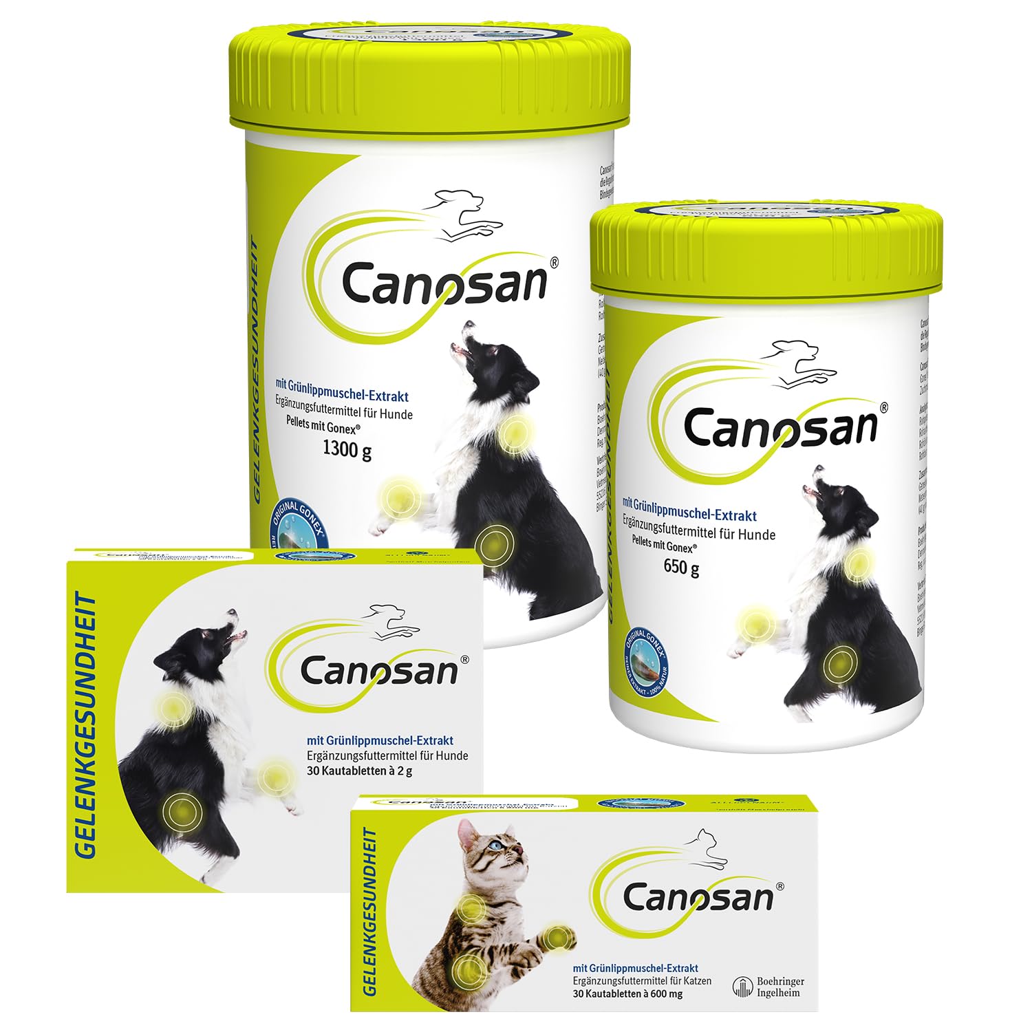 CANOSAN Pellets 2 x 1300 g Grünlippmuschel für Gelenkgesundheit bei Hunden