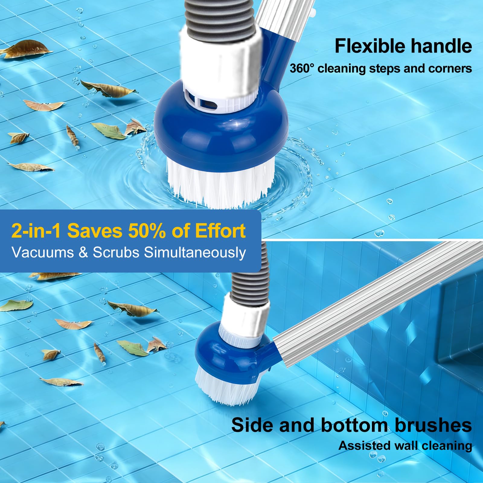 Cepillo Piscina Redondo 8 cm con Cerdas de Nylon, Cepillo Limpieza con Conexión para Manguera 3,2 cm, Compatible con Barra Piscina 3,2 cm, Cepillo Pequeño para Fondo Piscina, SPA, Bañera, Azulejos — view 3