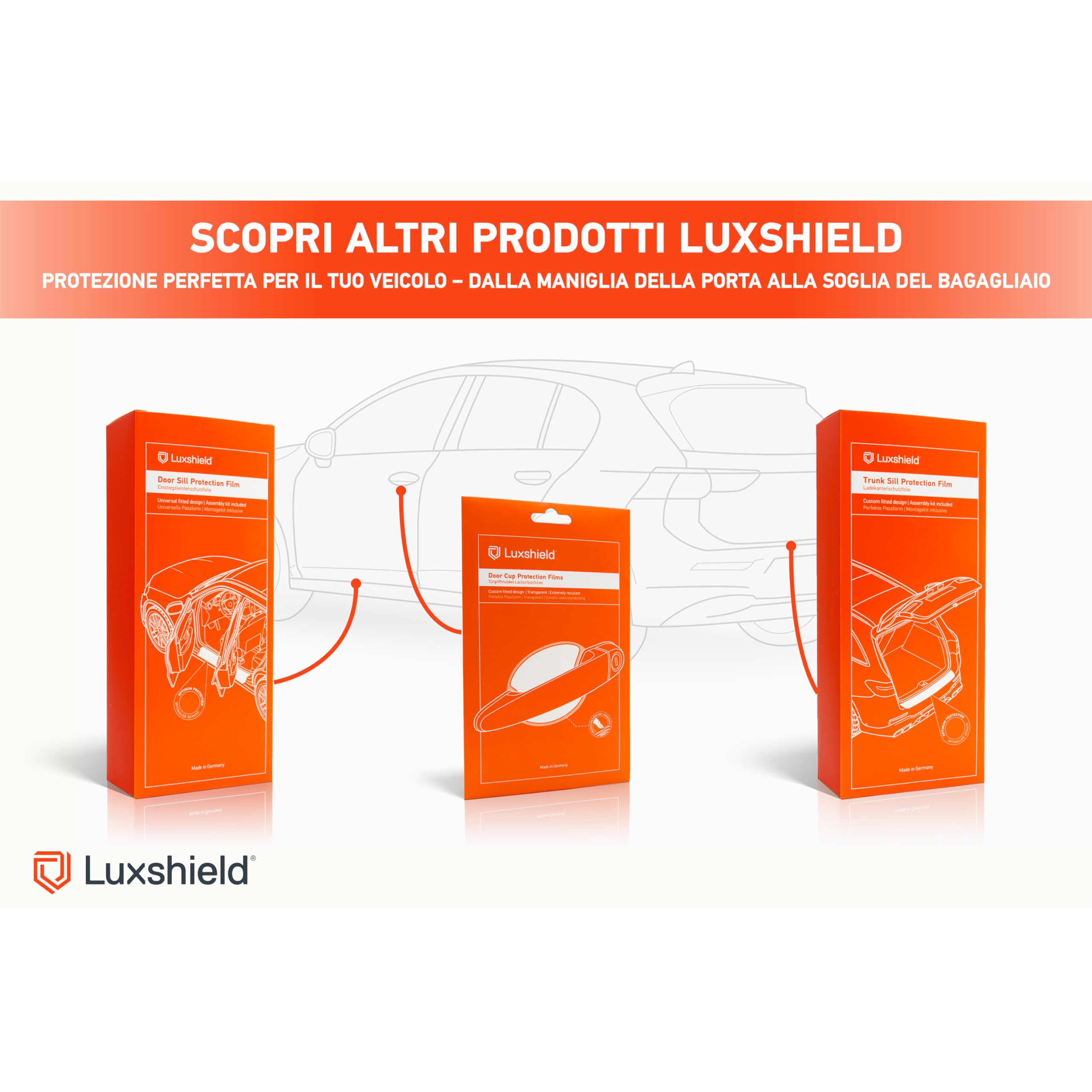 Luxshield Pellicola Protettiva per Bordo di Carico VW Tiguan 2 II AD1 2016-2024 Antigraffio Trasparente