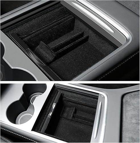 Miniatura 7 de FITEV Bandeja organizadora de consola central Tesla Model 3 Model Y 2022 2021 reposabrazos caja de almacenamiento oculta contenedor de cajón para