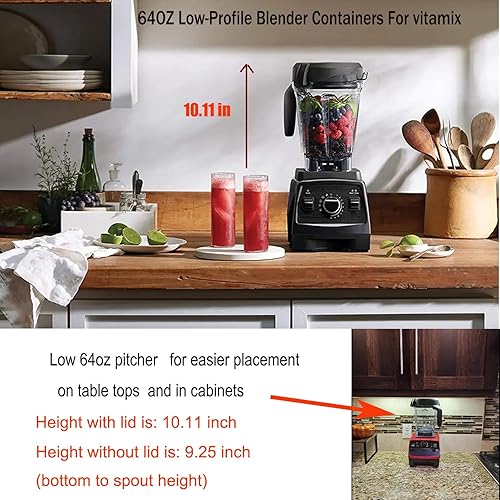 Miniatura 4 de Para jarra de licuadora Vitamix de 64 oz de bajo perfil, repuesto para Vitamix 750 5200 5000 6300 7500 A3500 vm0102 vm0103 vm0197 E310