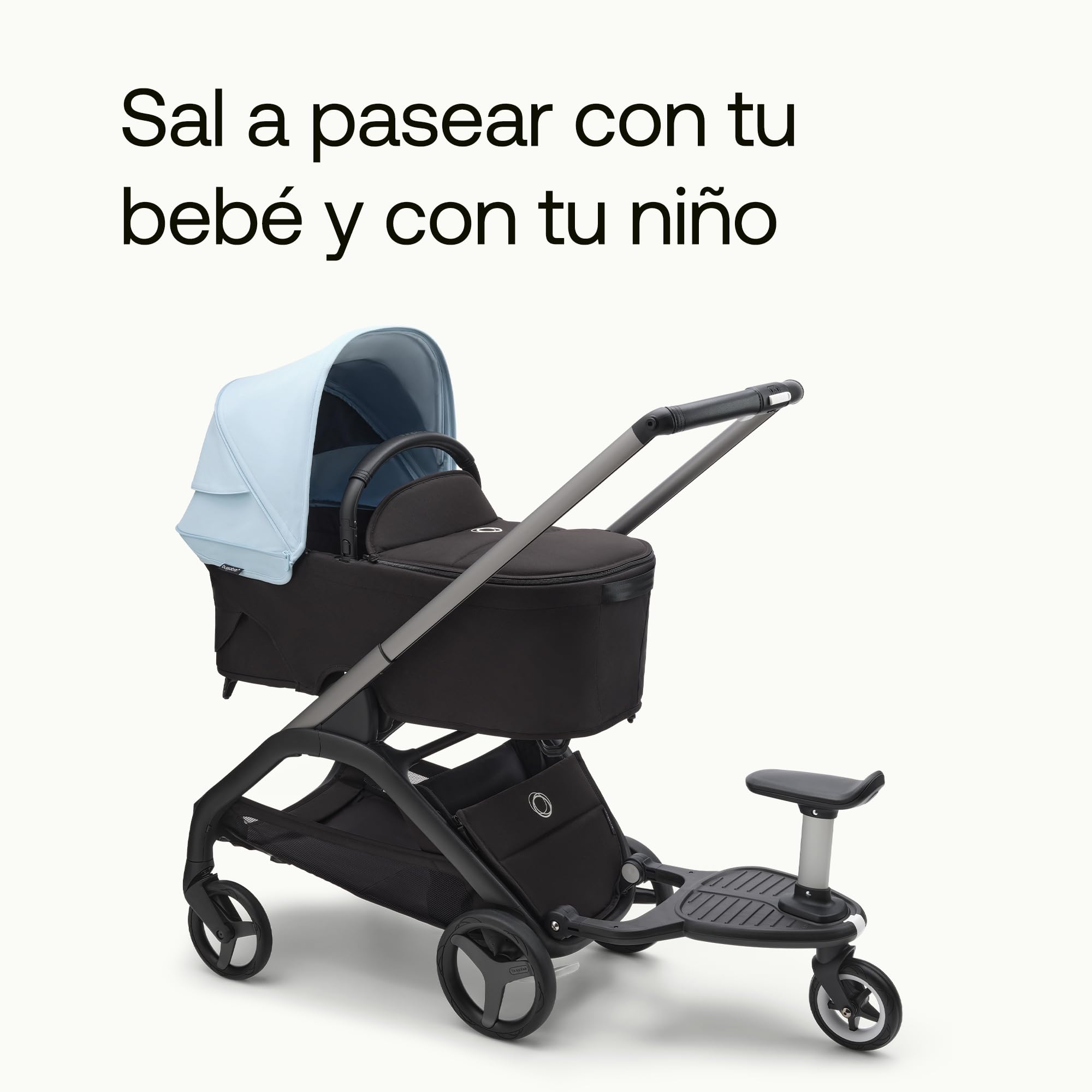 Patinete Acoplado + Bugaboo Comfort, compatible con cualquier carrito Bugaboo, se requieren adaptadores para carritos Cameleon/Donkey/Bee/Buffalo, Buggyboard con opción de Pararse y Sentarse, Negro